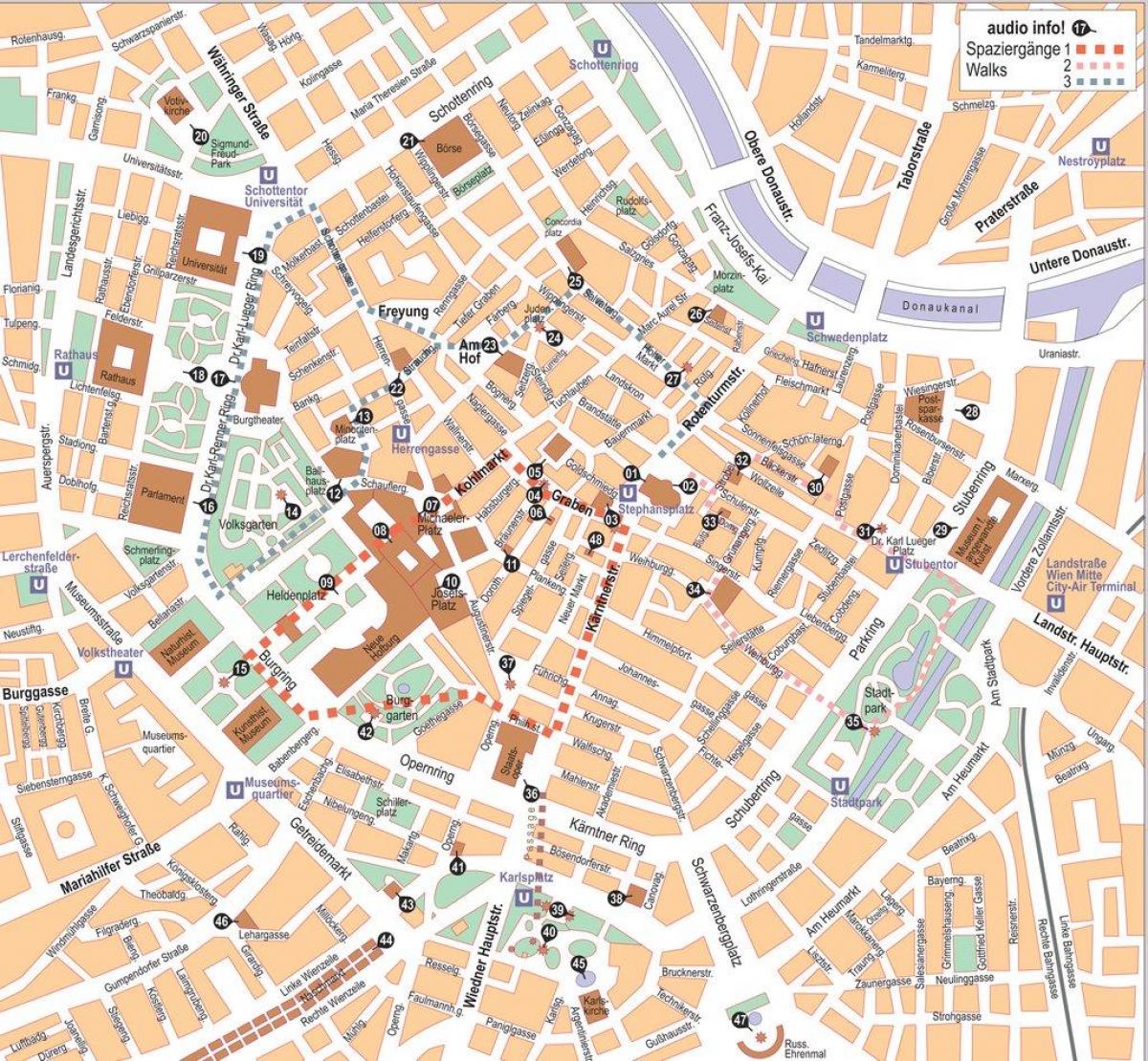 Viena, Austria el centro de la ciudad mapa