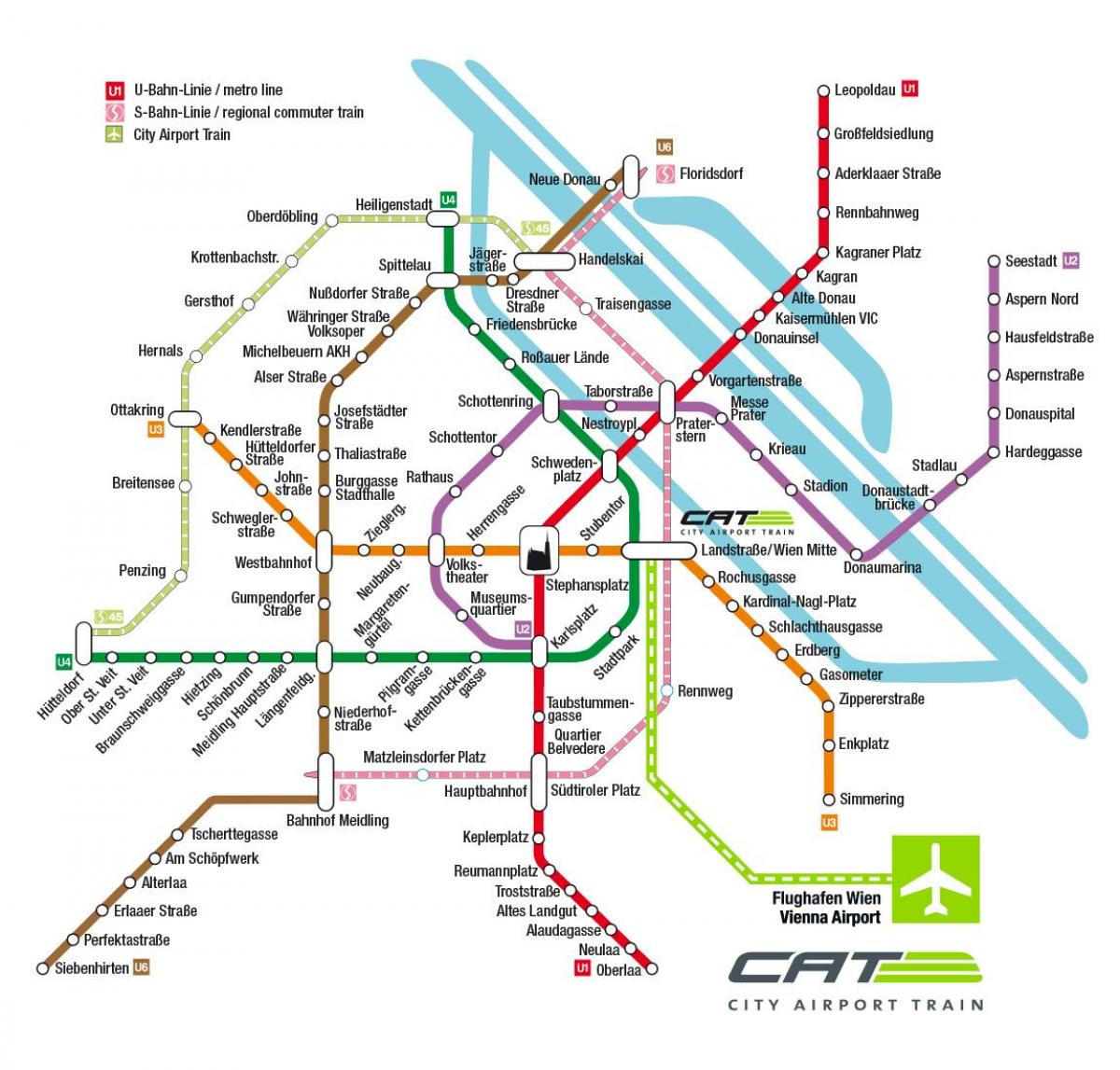 gato tren aeropuerto de la ciudad de Viena mapa