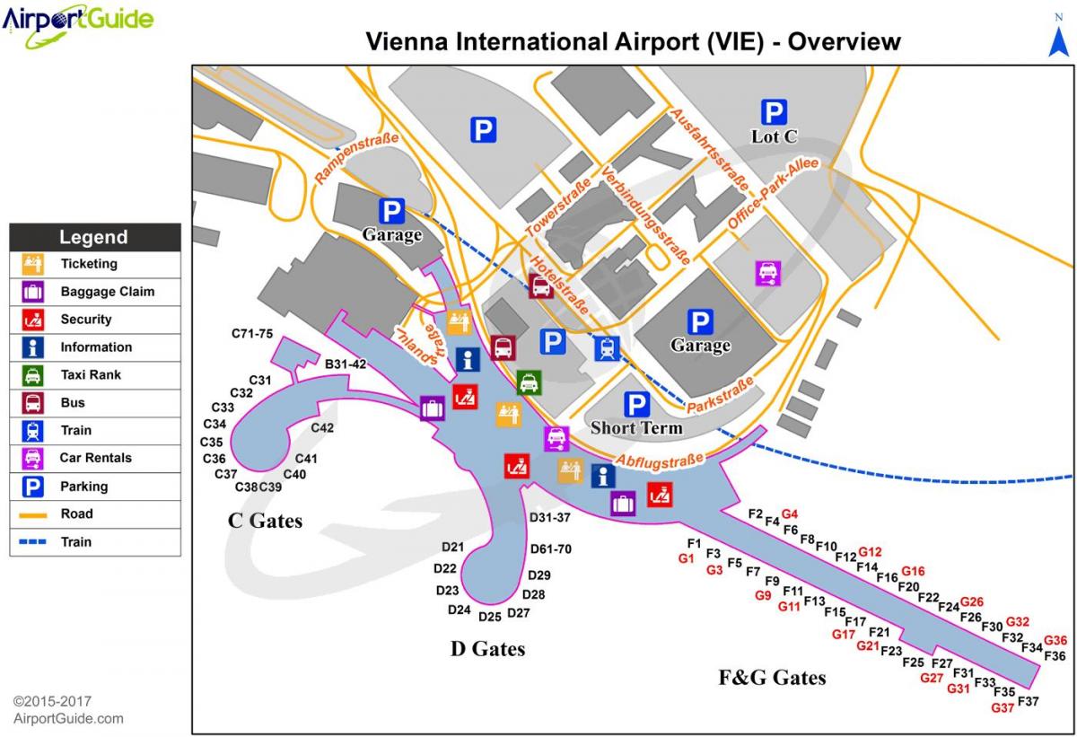 Mapa de Viena aeropuerto de destino