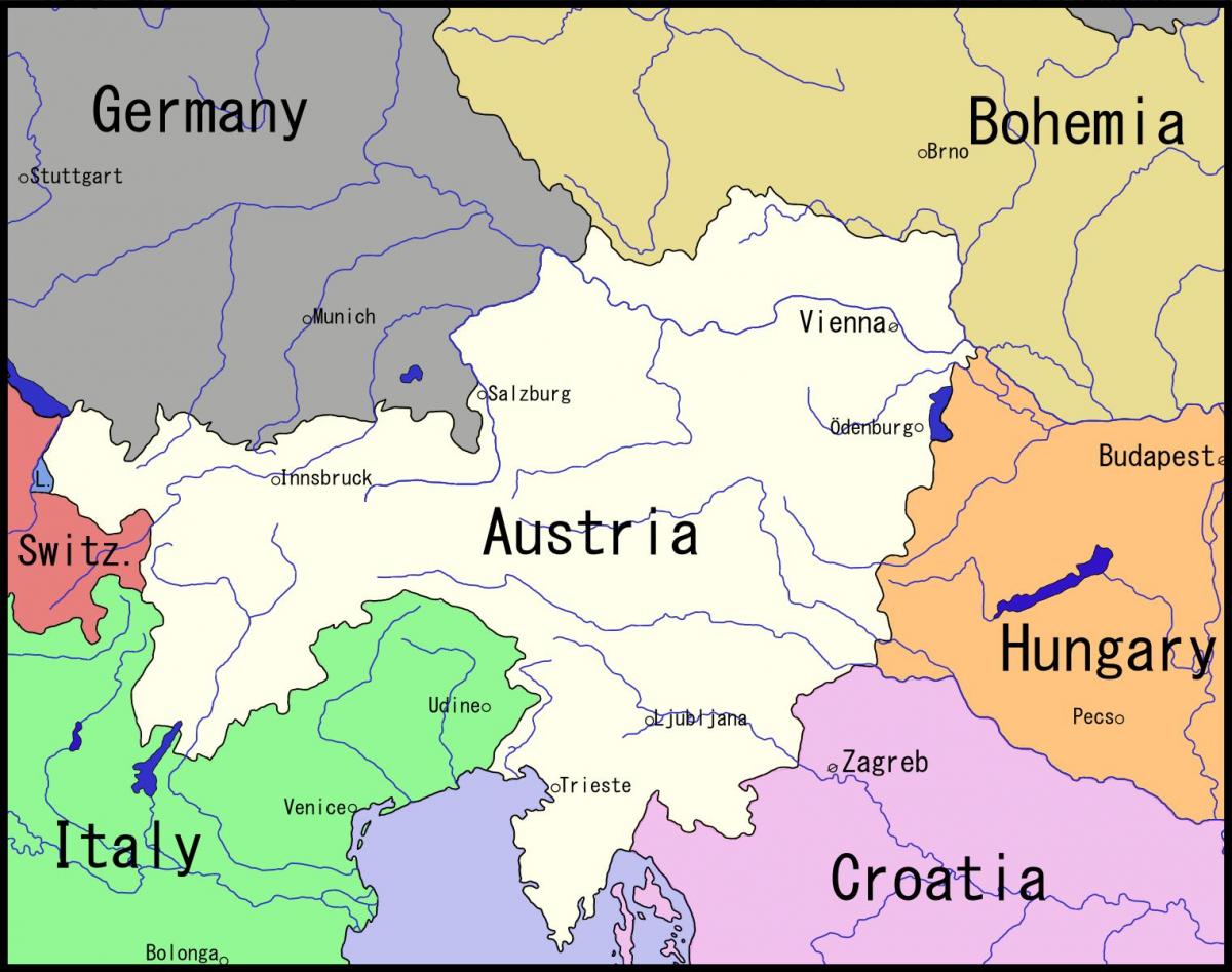 mapa de Viena y alrededores