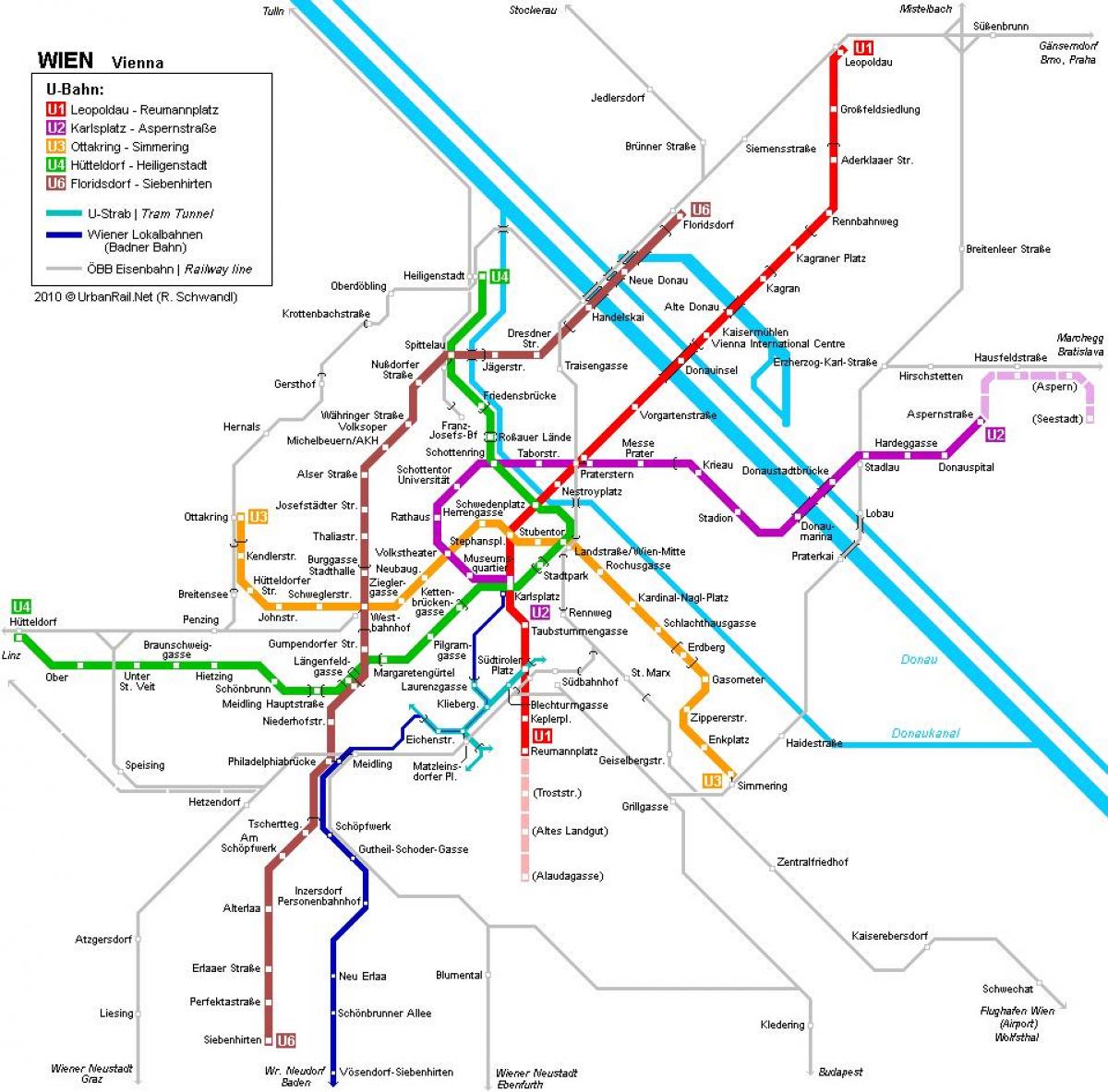 Viena mapa del metro hauptbahnhof