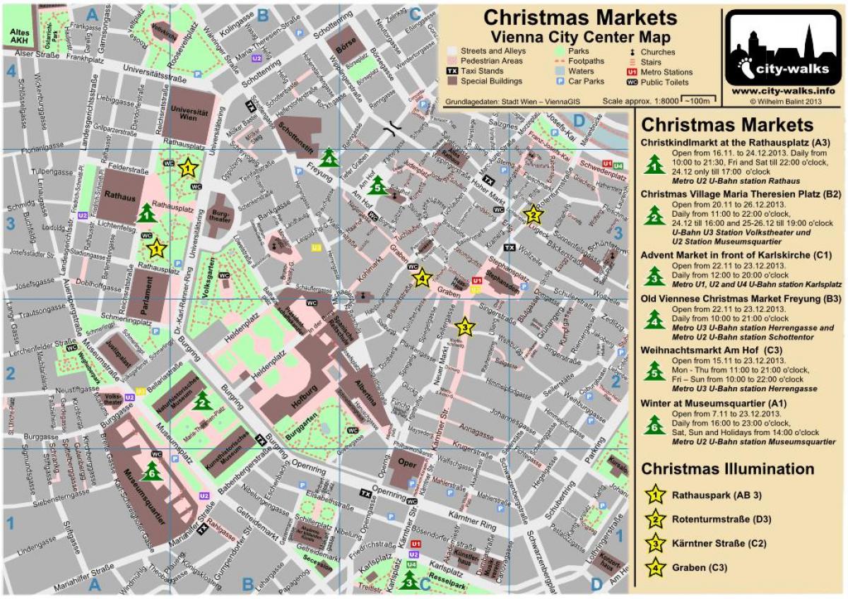 Mapa de Viena de mercado de navidad