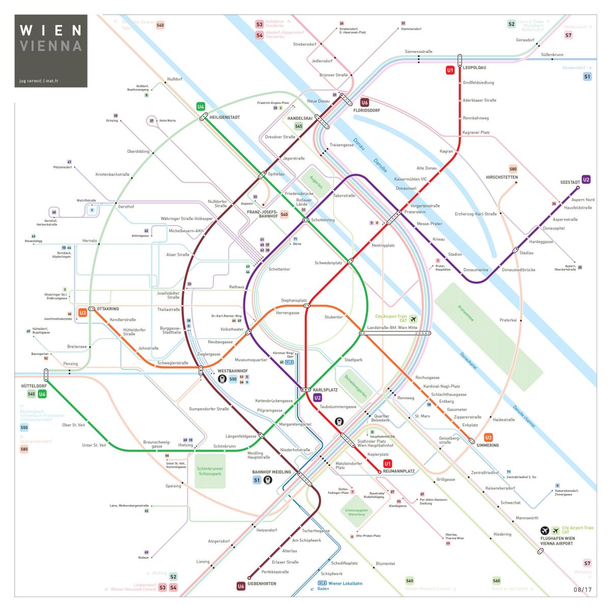 Mapa de la línea u4 de Viena