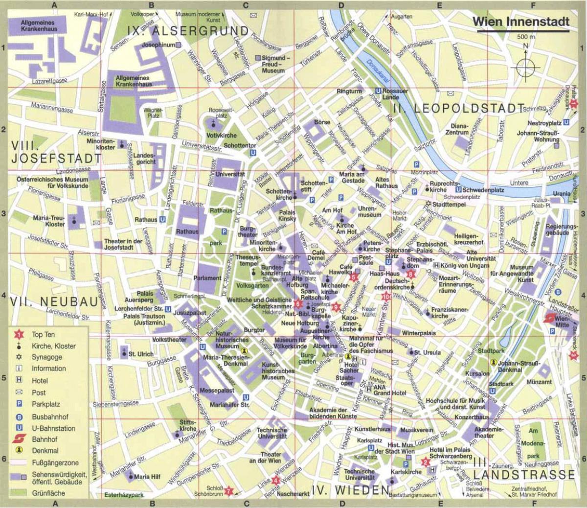 Mapa turístico de la ciudad de viena