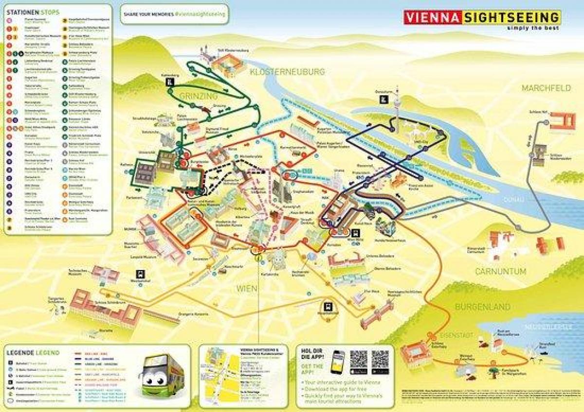 Mapa de Viena de autobuses de turismo
