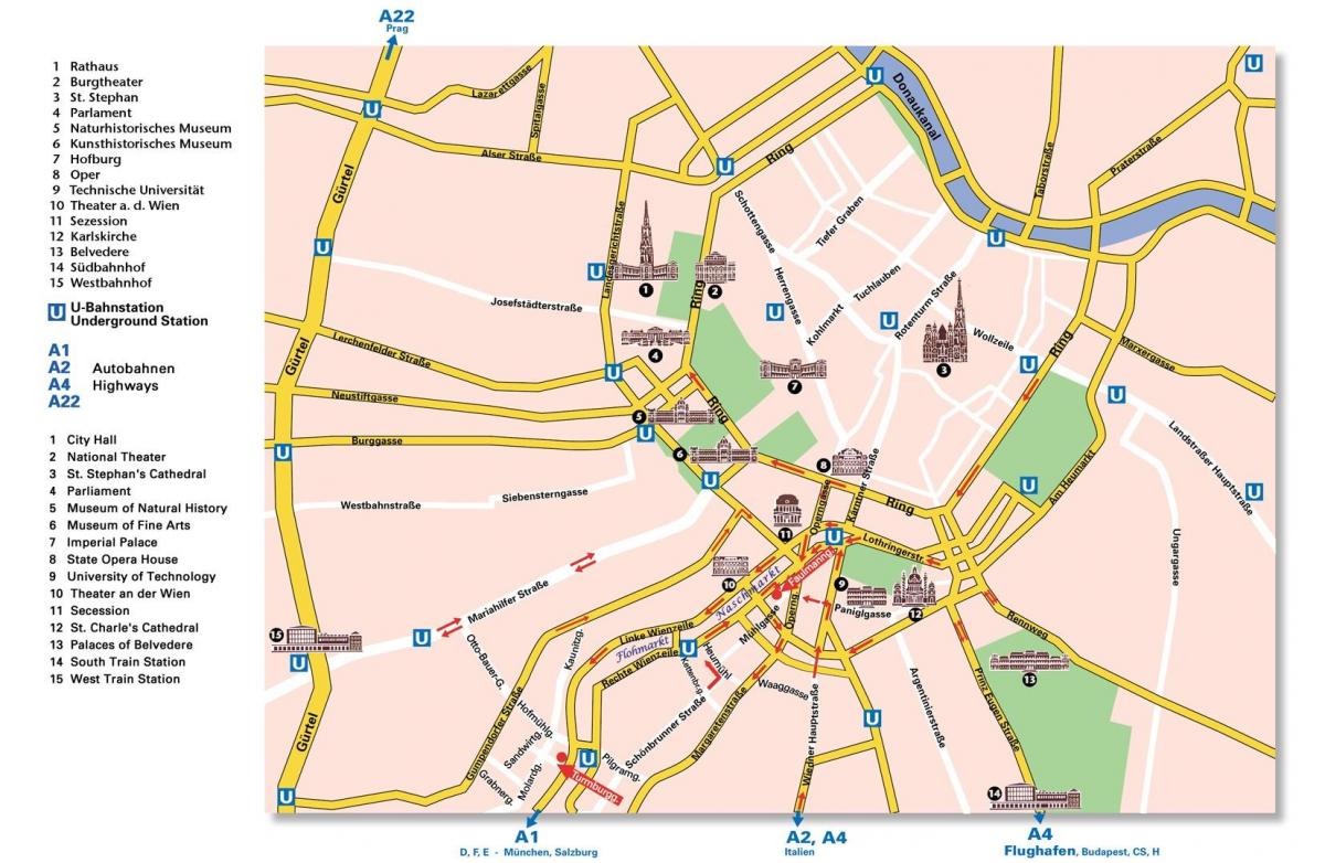 Mapa de Viena carretera de circunvalación 