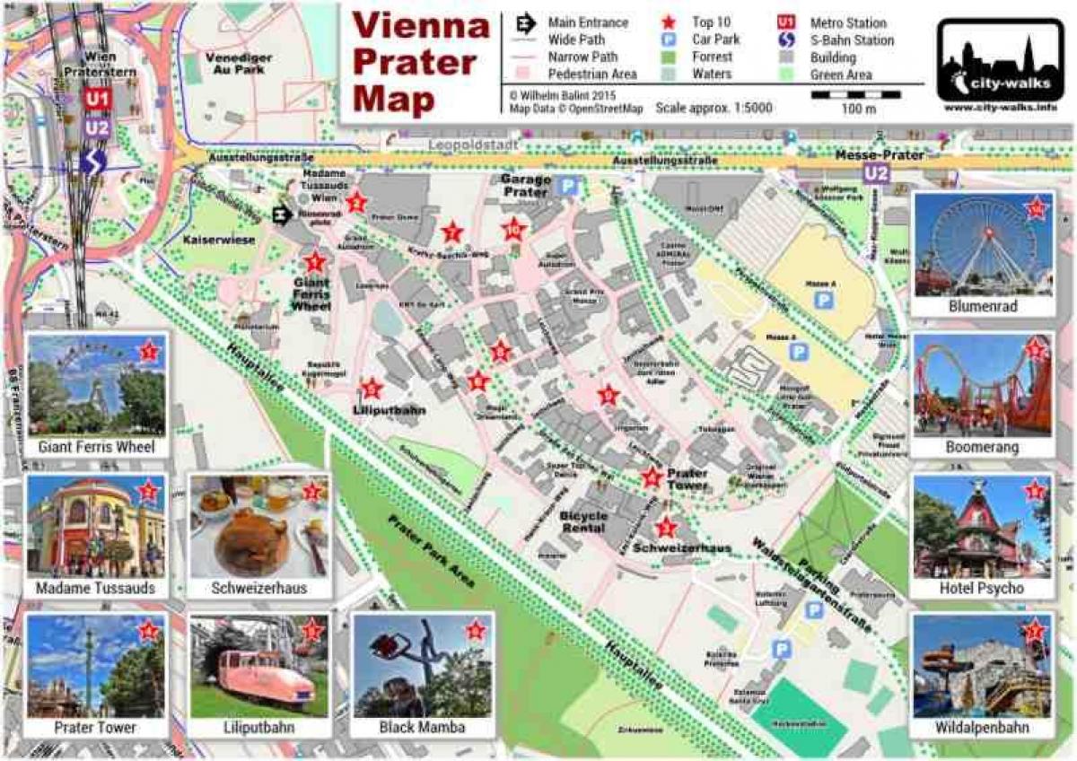 Mapa de Viena del parque y del paseo