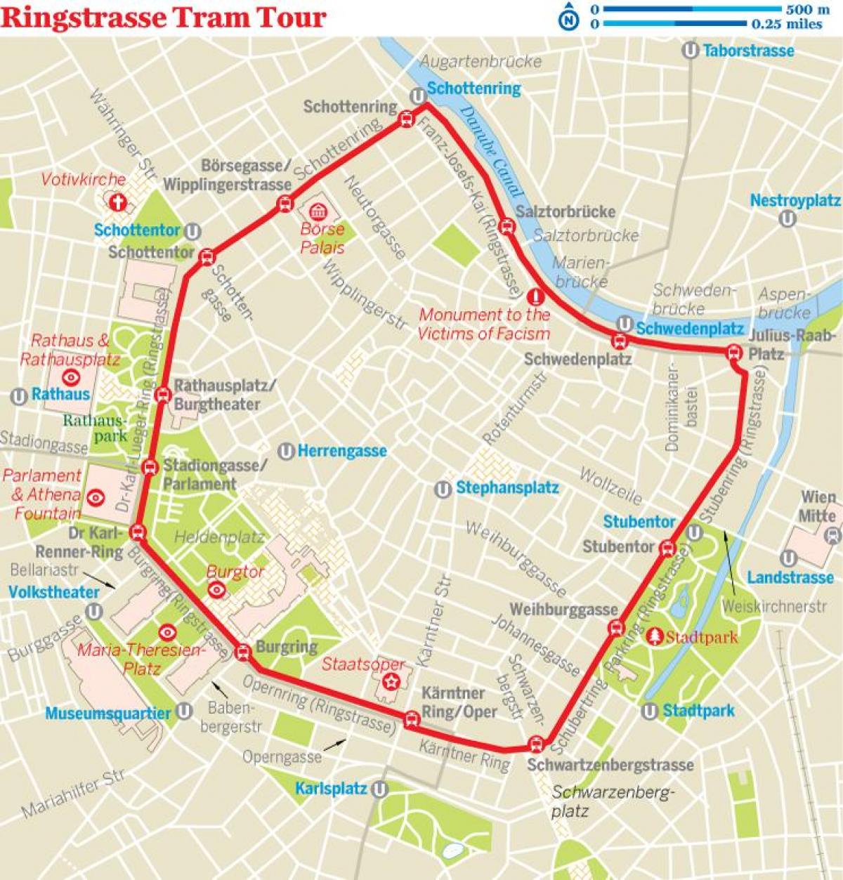Vienna ring tram mapa de la ruta