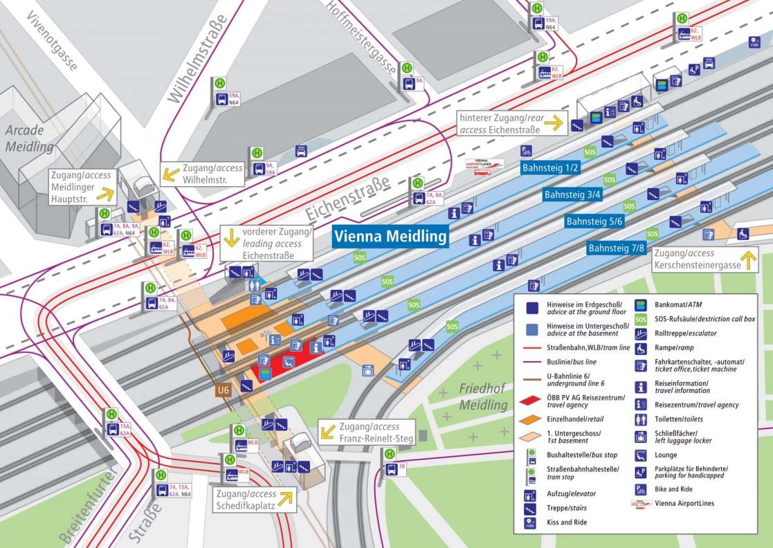 Wien meidling a la estación de tren mapa