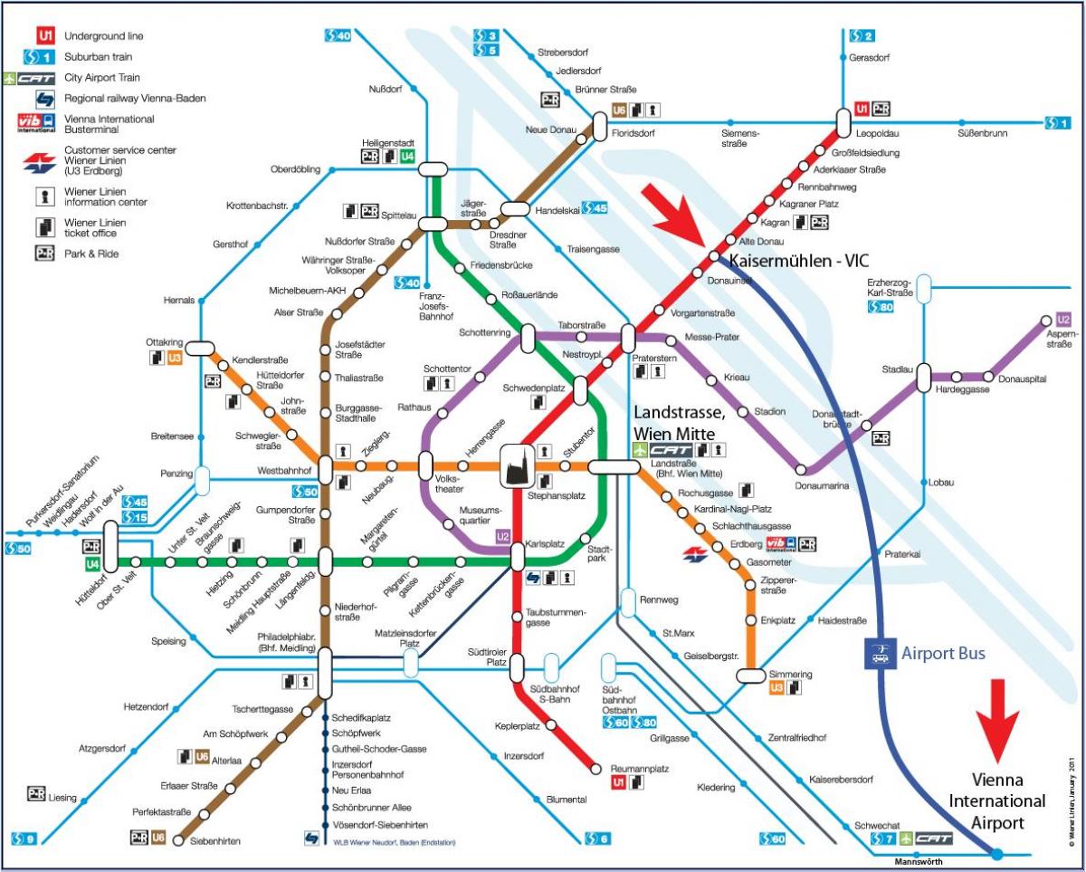 Mapa de Wien mitte station