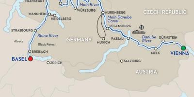 Mapa del río danubio, Viena 