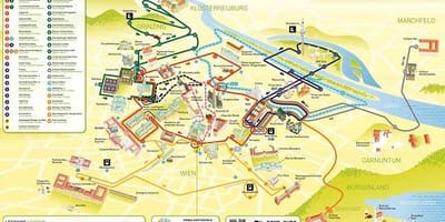 Mapa de Viena de autobuses de turismo